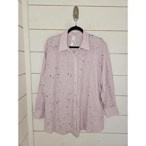 NWT Wynne Collection XL lavender purple blouse with eyelet details